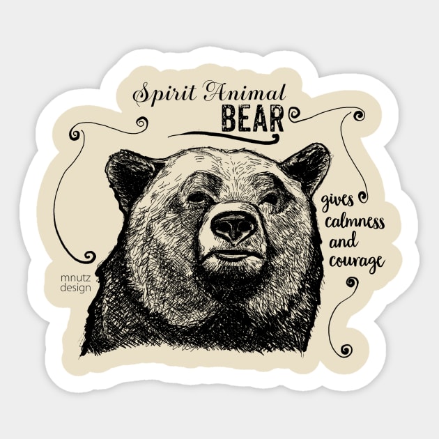 Spirit animal - bear black Sticker by mnutz